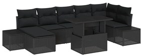 vidaXL Kerti Kanapé Szett párnával 8 pcs Fekete