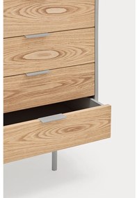 Szürke-natúr színű alacsony komód tölgyfa dekorral 159x80 cm Sierra – Teulat