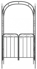 fekete acél kerti boltív kapuval 108 x 45 x 235 cm