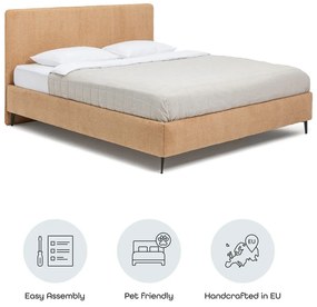Mustársárga kárpitozott franciaágy ágyráccsal 160x200 cm Noira Slim – Bonami Selection