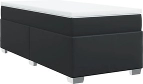 vidaXL fekete műbőr rugós ágy matraccal 100 x 200 cm
