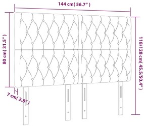 sötétkék bársony LED-es fejtámla 144x7x118/128 cm