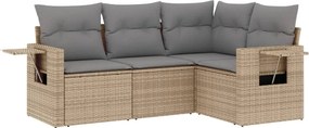 vidaXL 4 részes bézs polyrattan kerti ülőgarnitúra párnákkal