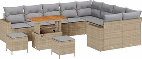 vidaXL Kerti Kanapé Szett 12 pcs Bézs polirattan