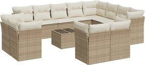 vidaXL 13 részes bézs polyrattan kerti ülőgarnitúra párnákkal