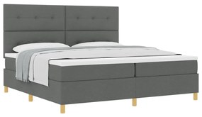 Box Spring Ágy Matraccal Sötétszürke 200x200 cm Szövet
