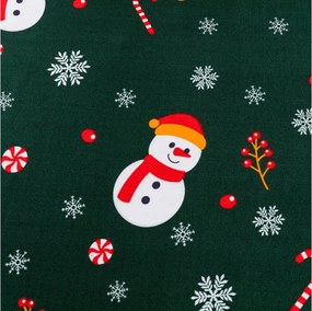 SNOWMAN AND GINGERBREAD 180x200 cm zöld mikroszálas lepedő