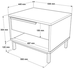Egyszemélyes ágy éjjeliszekrénnyel 90 cm Onnie 22 (tölgy) . 1102414