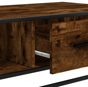 füstös tölgy szerelt fa és fém dohányzóasztal 100 x 57 x 35 cm