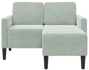 világosszürke bársony 2 üléses kanapé L-alakú kanapéval 125 cm