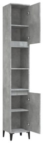 vidaXL betonszürke szerelt fa fürdőszobaszekrény 30 x 30 x 190 cm