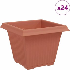 vidaXL Négyzet Virágcserép 24 pcs Tégla Vörös 38 x 38 x 30 cm Műanyag