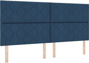 vidaXL Boxrugós ágy matracmal leddel Kék 200 x 200 cm szövet
