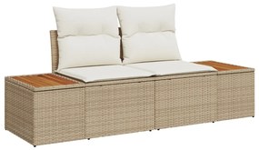 6 Darabos Kert Sofa Szett Párnákkal Bézs Poli Rattan