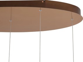 Design függőlámpa rozéarany borostyánszínű üveggel, LED-del, 3 fokozatban szabályozható, 5 égős Easylift - Fiera