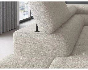 Krémszínű buklé kinyitható-tárolóhelyes sarokkanapé (bal oldali-L alakú) Ferucce – ELTAP