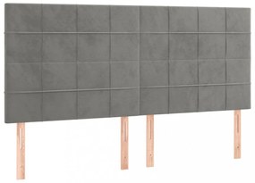 világosszürke bársony LED-es fejtámla 200x5x118/128 cm