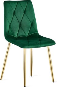 Zöld bársony étkezőszék LIBRA arany lábakkal