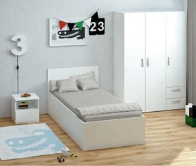 Ágy fém ráccsal és tárolóhellyel, 90x200, fehér, DOLI