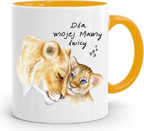 Sárga Születésnapi Ajándék Bögre Oroszlán Anyukáknak fényképes nyomtatással