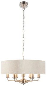 Endon 94357 - HIGHCLERE láncos csillár 6xE14/40W/230V bézs/matt króm