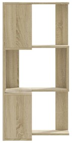 3 szintes sonoma tölgy szerelt fa sarok könyvespolc 50x50x102cm