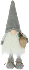 Boy Gnome w hat grey Fénydekoráció, 26x26x65 cm, plüss, szürke/fehér
