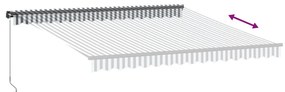 antracitszürke-fehér LED-es kézi napellenző 450 x 300 cm