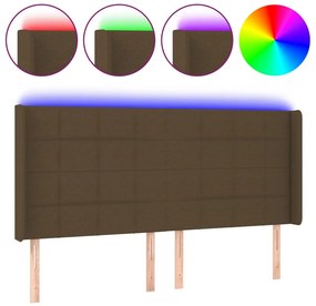 sötétbarna szövet LED-es fejtámla 183x16x118/128 cm
