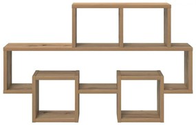 Falpolc polcokkal kézműves tölgy 82 x 15 x 51 cm Faanyag