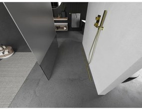 Mexen Kioto, Walk-In zuhany paraván 100 x 200 cm, 8 mm átlátszó matt üveg, arany matt profil, 800-100-002-55-35