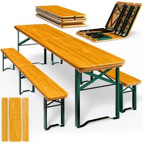 Jurhan MAXI összecsukható sörpad készlet, 220cm, természetes barna