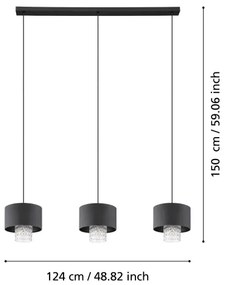 Eglo 39978 - Csillár zsinóron SAPUARA 3xE27/40W/230V fekete