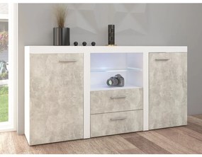 Kombinált komód Rokara (fehér + világos beton) (LED világítás). 1053863