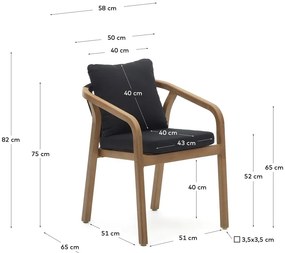 Fekete-natúr színű étkezőszék szett 4 db-os Malaret – Kave Home