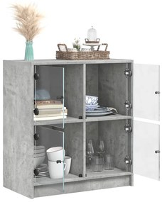 betonszürke kisszekrény üvegajtókkal 68 x 37 x 75,5 cm