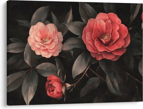 Kép - Vörös virágok sötét háttér előtt (70x50 cm)