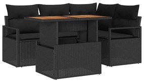 vidaXL Kert étkező szett párnával 5 pcs Fekete és Barna