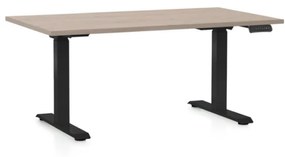 OfficeTech D állítható magasságú asztal, 140 x 80 cm, fekete alap, tölgy