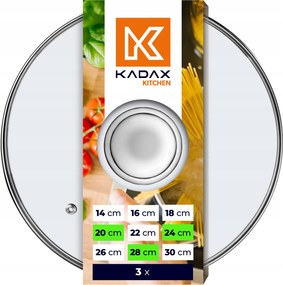 Üvegfedő Fedél Szett 20/24/28cm