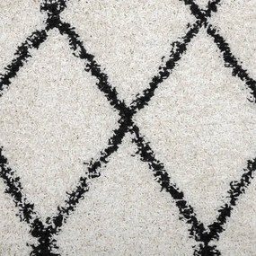 krém és fekete hosszú szálú bozontos modern szőnyeg Ø 100 cm
