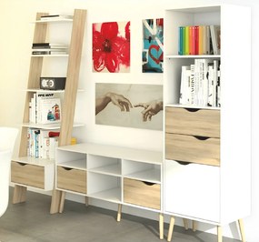 könyvespolc fiókkal, tölgy sonoma/fehér, OSLO 75385