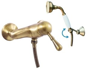Zuhany csaptelep RAV SLEZÁK LABE zuhanyszettel együtt 150 mm régi sárgaréz L081.52SM