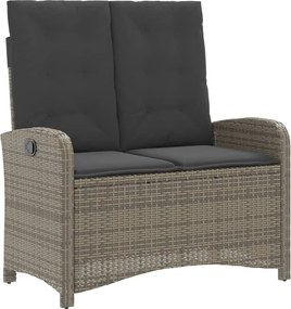 vidaXL szürke polyrattan dönthető kerti pad párnával