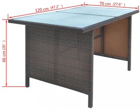 6-részes barna kültéri polyrattan étkezőszett párnákkal