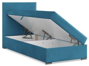 Agen egyszemélyes ágy, bársony, ágyneműtartóval, zöld