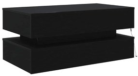fekete tölgy dohányzóasztal LED-lámpákkal 90x50x40 cm