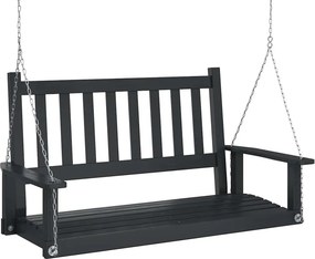 vidaXL fekete tömör fenyőfa kerti hintapad fém láncokkal