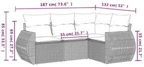 4 részes bézs polyrattan kerti ülőgarnitúra párnákkal