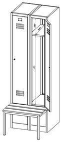 Fém szekrény paddal, 60 x 85 x 185 cm, lábazat, hengerzár, antracit - ral 7016